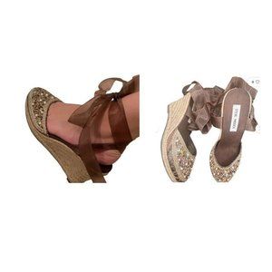Steve Madden Lace Wedges Heels Size 6.5 Brown